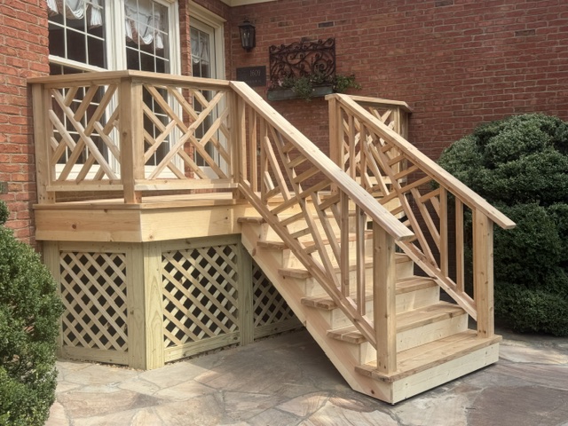 small patio deck with stairs